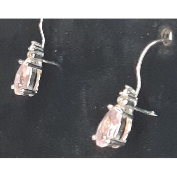 Women's Silver Toned Pink Stone Necklace And Earring Bridal Set - Picture 5 of 16